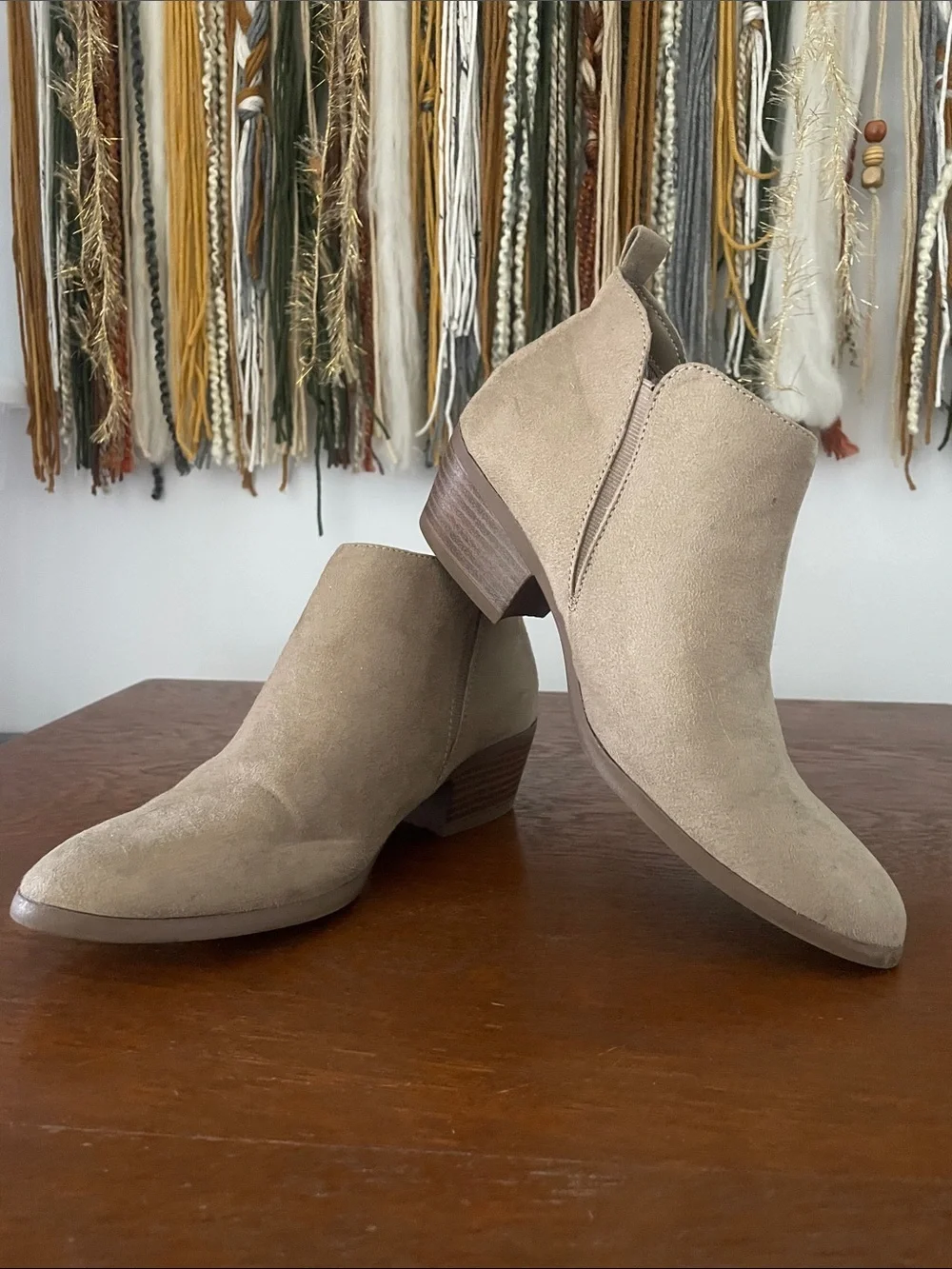 Suede Ankle Booties in Taupe - Women's Chelsea Style